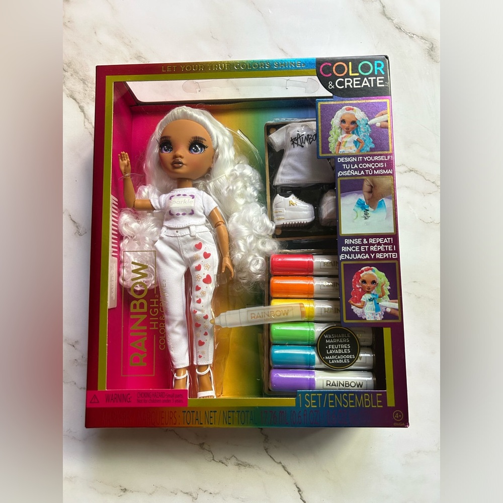 2023 Rainbow High Color And Create Doll With Washable Markers